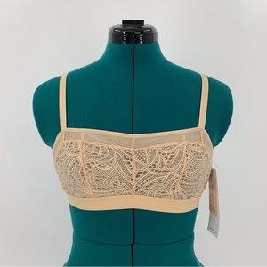 Lively NWT Beige Lace Lined No Wire Balconette Bra, Small